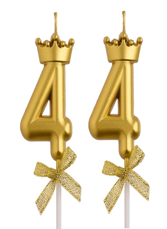 AOOLADA 44th Birthday Candles, Gold 44 Year Old Number Birthday Candles, Happy Birthday Cake Topper Gifts Party Decorations for Men Women - Image 1